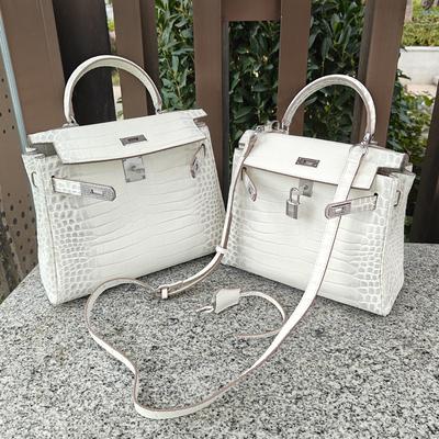 Buckle Bag Neue echtes Leder weiße Gürteltasche Himalaya-Krokodilmuster Rindsleder Umhängetasche