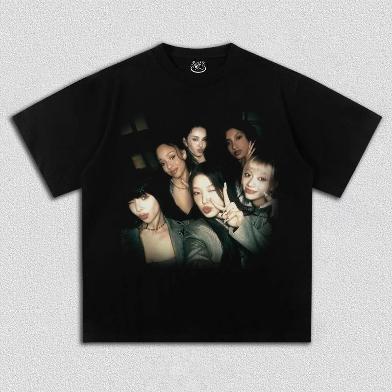 Korean Kpop Band Gril Group KATSEYE Printed T-shirt Women Oversize Y2k Short Sleeve High Quality Harajuku Loose Female Clothing