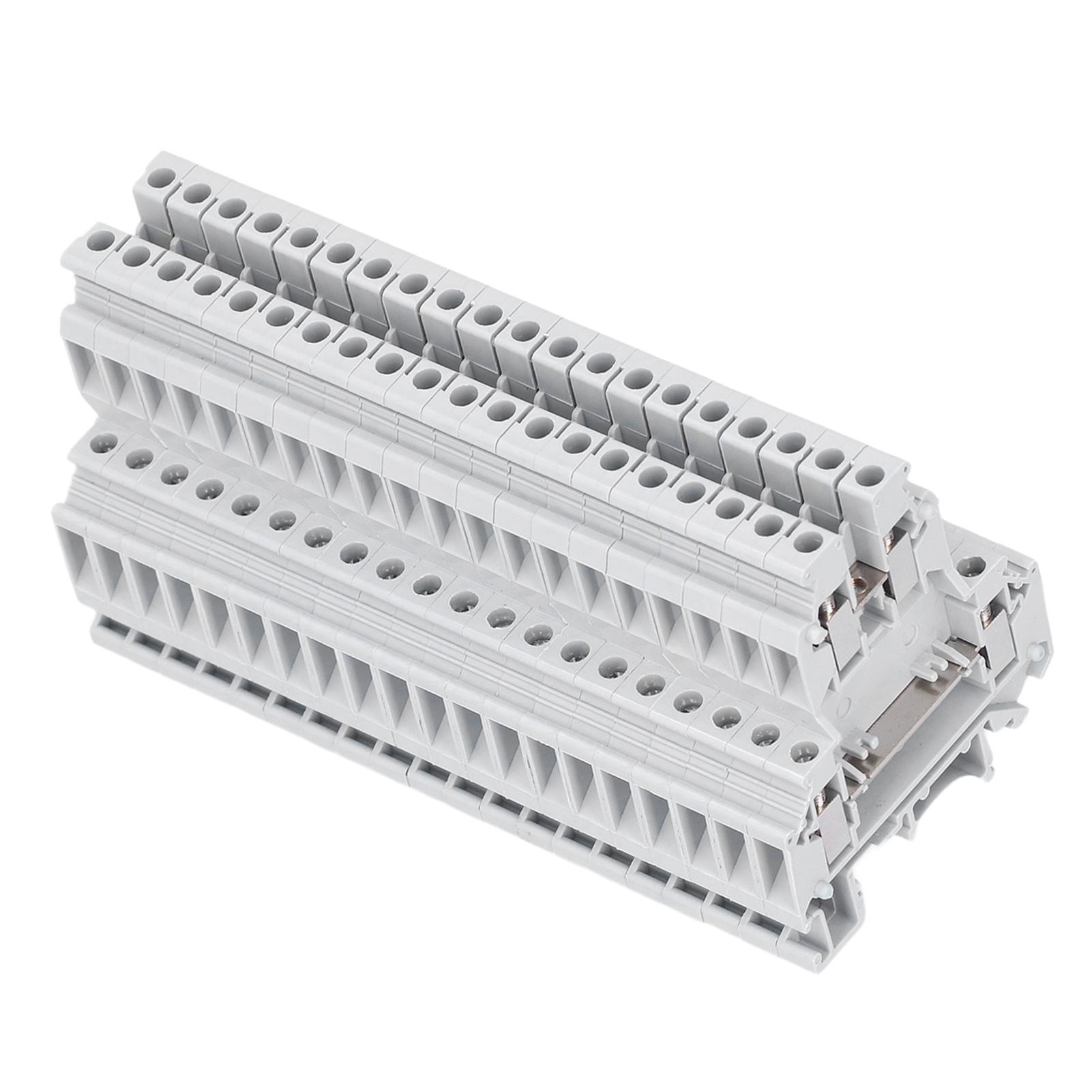 

100Pcs DIN Rail Mount Terminal Dual Row Copper Rail Wiring Terminals Block 500V 32A UKK‑5