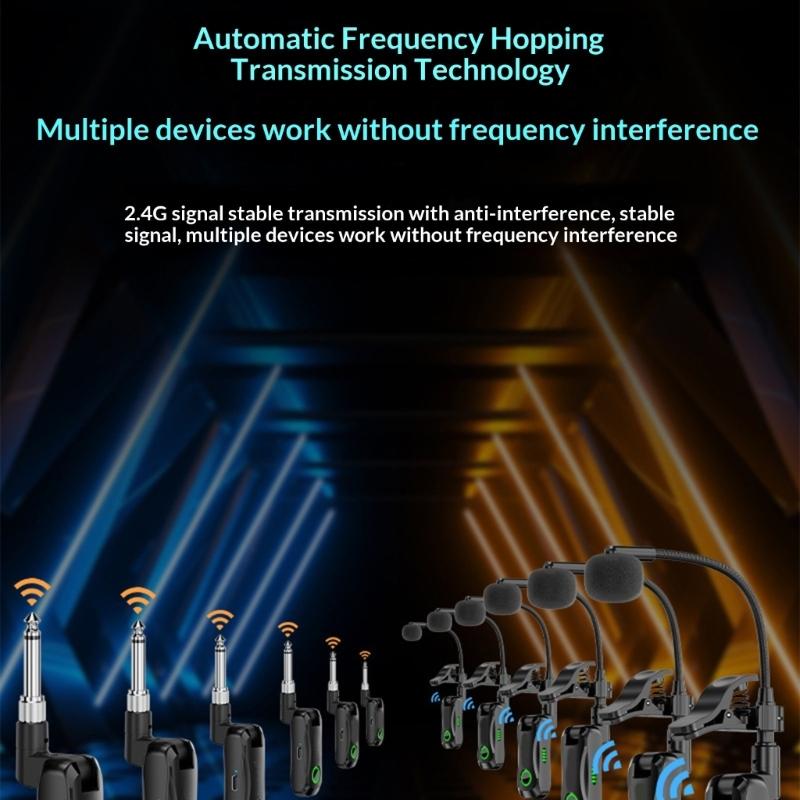 User Friendly Wireless Microphone for Instrument with Automatic Pairing and Clear Sound for Enthusiasts & Professional
