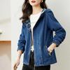 Stijlvol spijkerjack met capuchon voor dames, kort jeansjack voor moeders, bovenkleding, losse casual jassen voor de lente en herfst