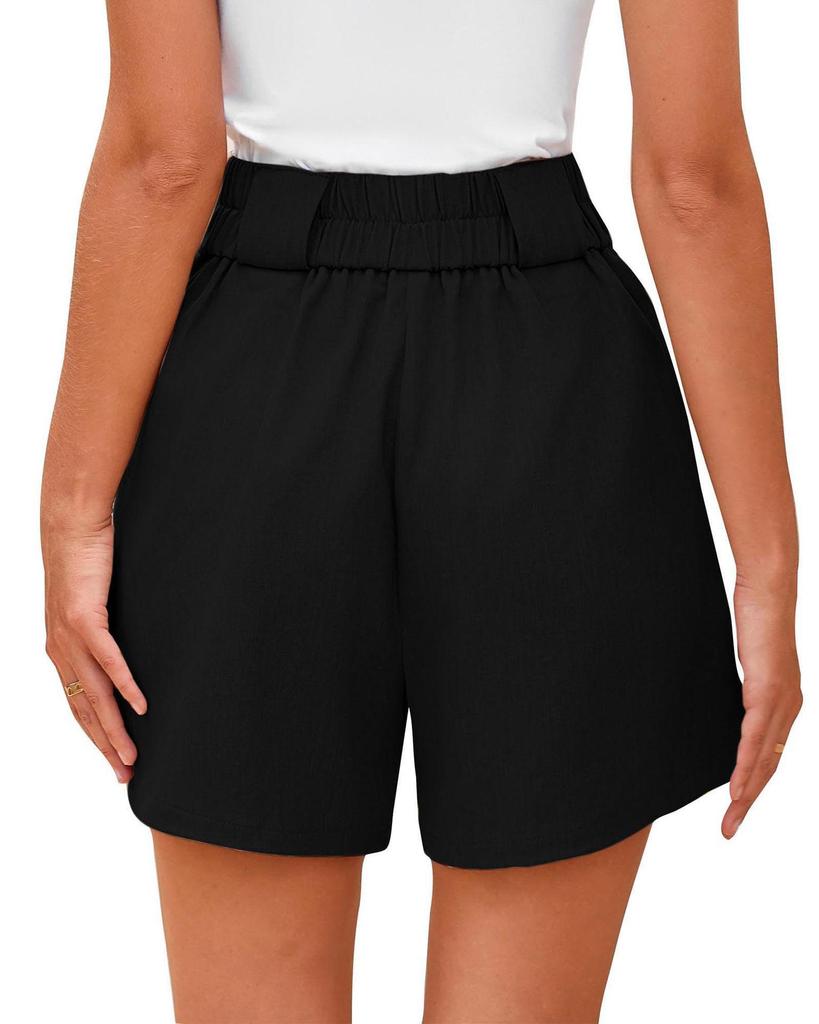 High-Waisted Fashion Casual Solid Color Shorts with Pockets for Women - Summer 2025 Collection