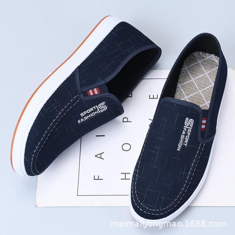 Mens Slip-On Canvas Loafers Breathable Non-Slip Casual Shoes Fall