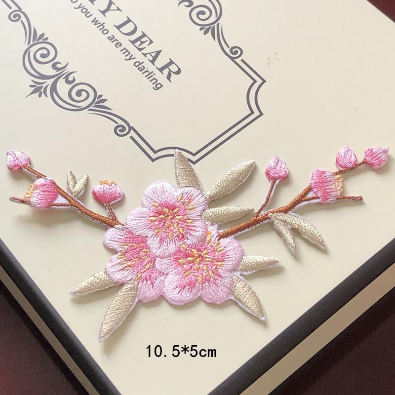Patch Loch Kleidung Rock Cheongsam Dekoration Diy Kleber Rosa Pflaumenblüte Zubehör Stickerei Tuch Aufkleber