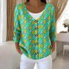 Women's Fashion Long Sleeve Christmas Snowman Snowflake Print Jacket Cardigan