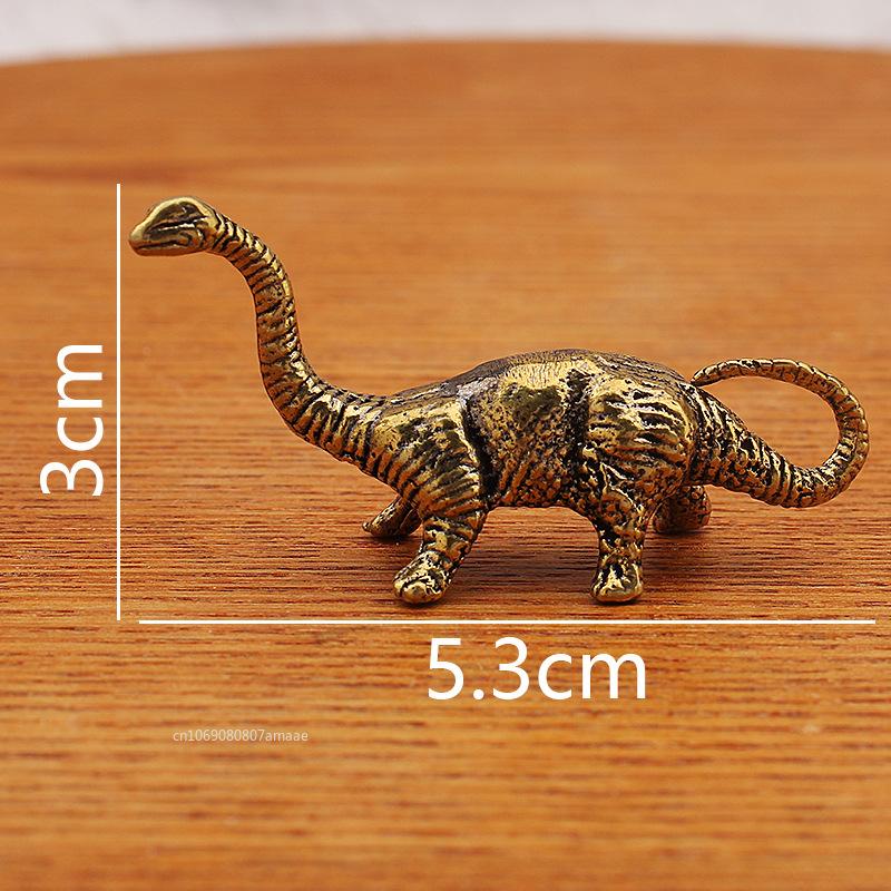 Solid Brass Jurassic Dinosaur Small Vintage Statue Office Desktop Ornaments Tea Pet Crafts Feng Shui Ornament Miniatures