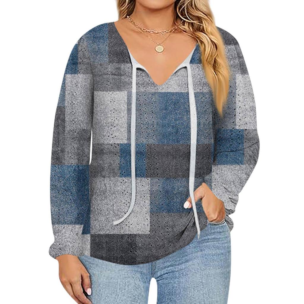 Women's Fashion Printed Casual V-Neck Long Sleeve Top