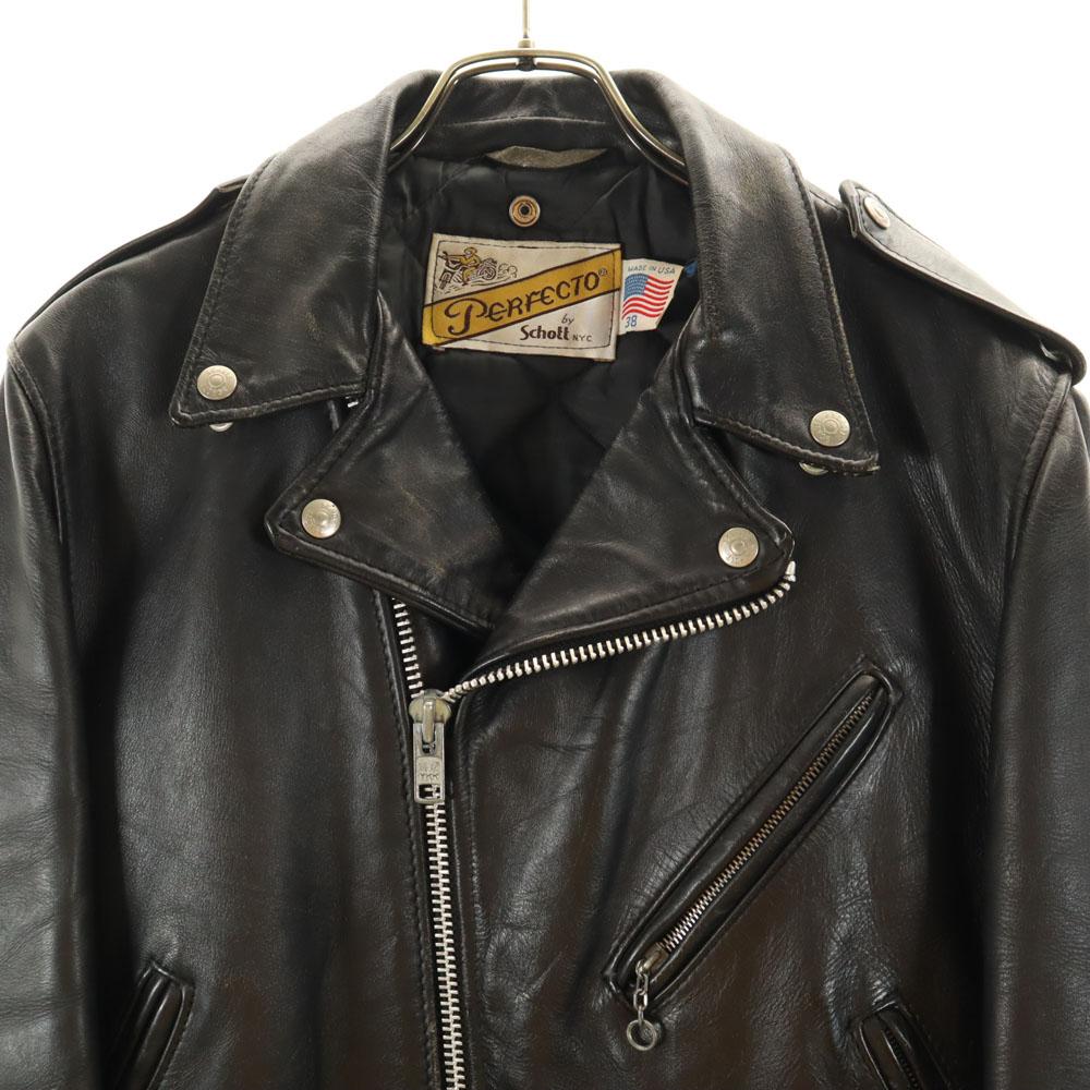 SCHOTT 80s 90s Old USA Made Double Riders Jacket 38 Black Men's Used