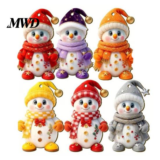 Christmas Home Indoor Decorations Snowman Wooden Ornaments, 2D Flat Vintage Xmas Tree Hanging Natural Wood Ornaments Decoration, Cute Winter Ornament