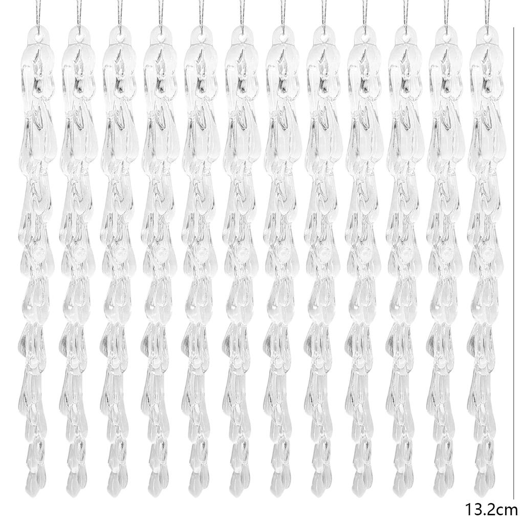 12/72pcs Christmas Ice Pendant Clear Clear Simulation Crystal Drops Acrylic Xmas Tree Ornaments Winter New Year Party Decoration