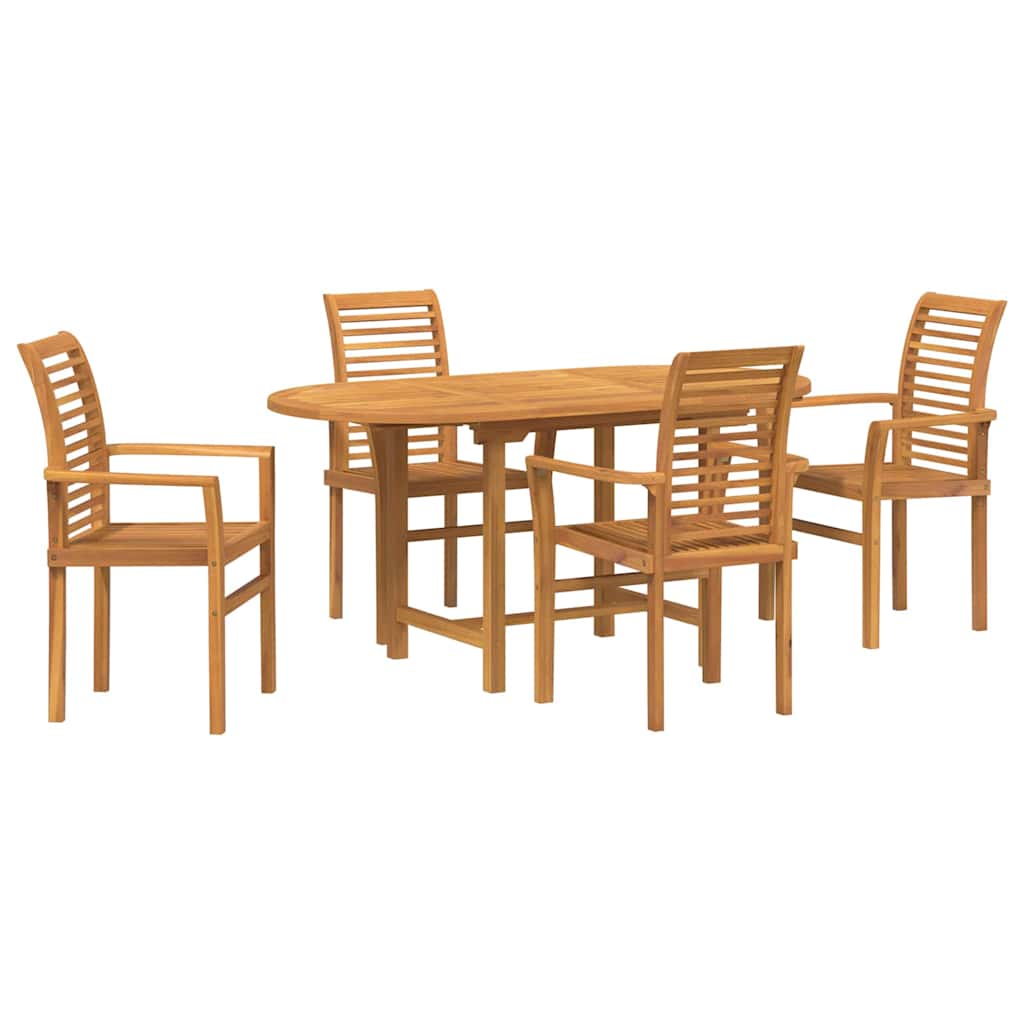 Garden Dining Set 5 pcs Brown Solid Teak Wood