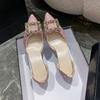 Square buckle fashion pointed sandals women's 2025 spring and summer new small fragrant style gentle fashion versatile single shoes high heels women