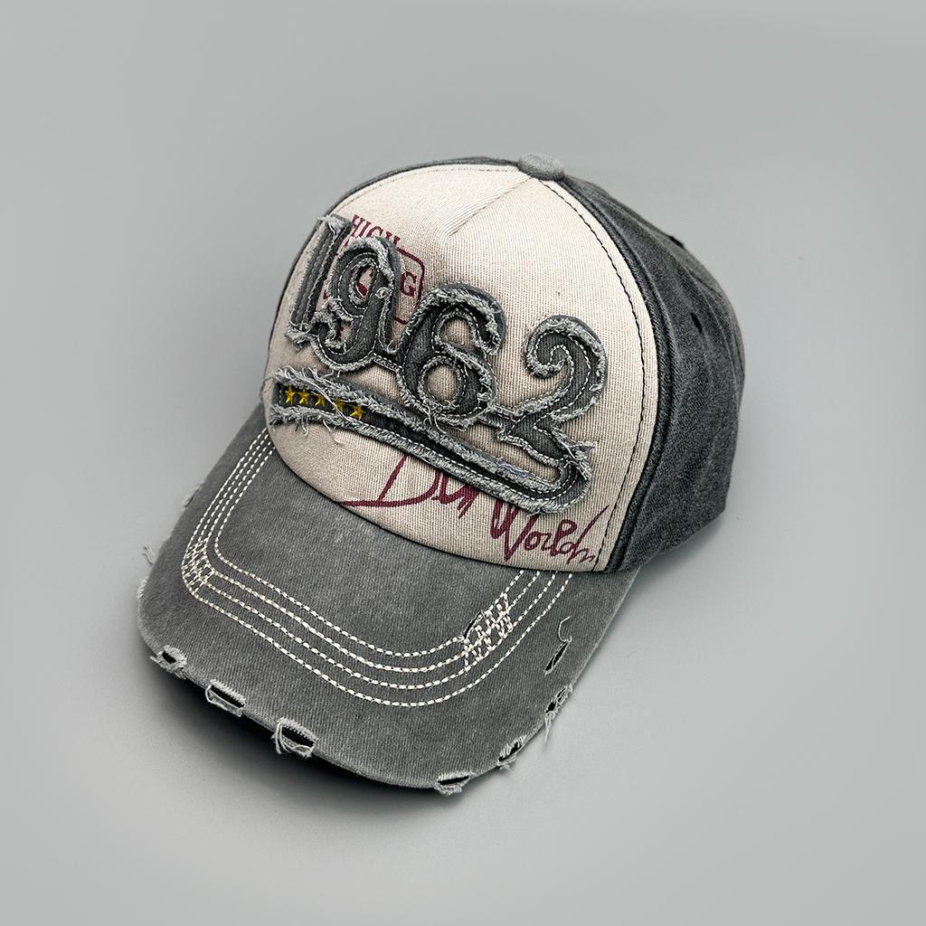 Color Matching Casual Patch 1962 Letter Baseball Cap Men'S And Women'S Sunshade Retro Hole Wind Cap
