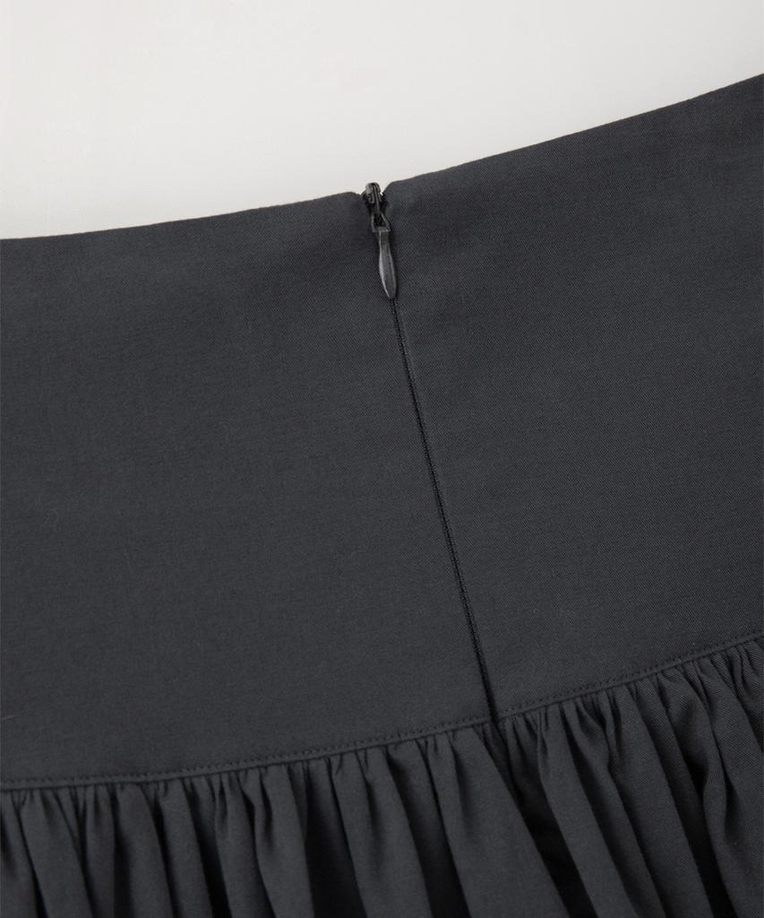 Sseomweeobeoteo Button Shirring Long Skirt - Charcoal