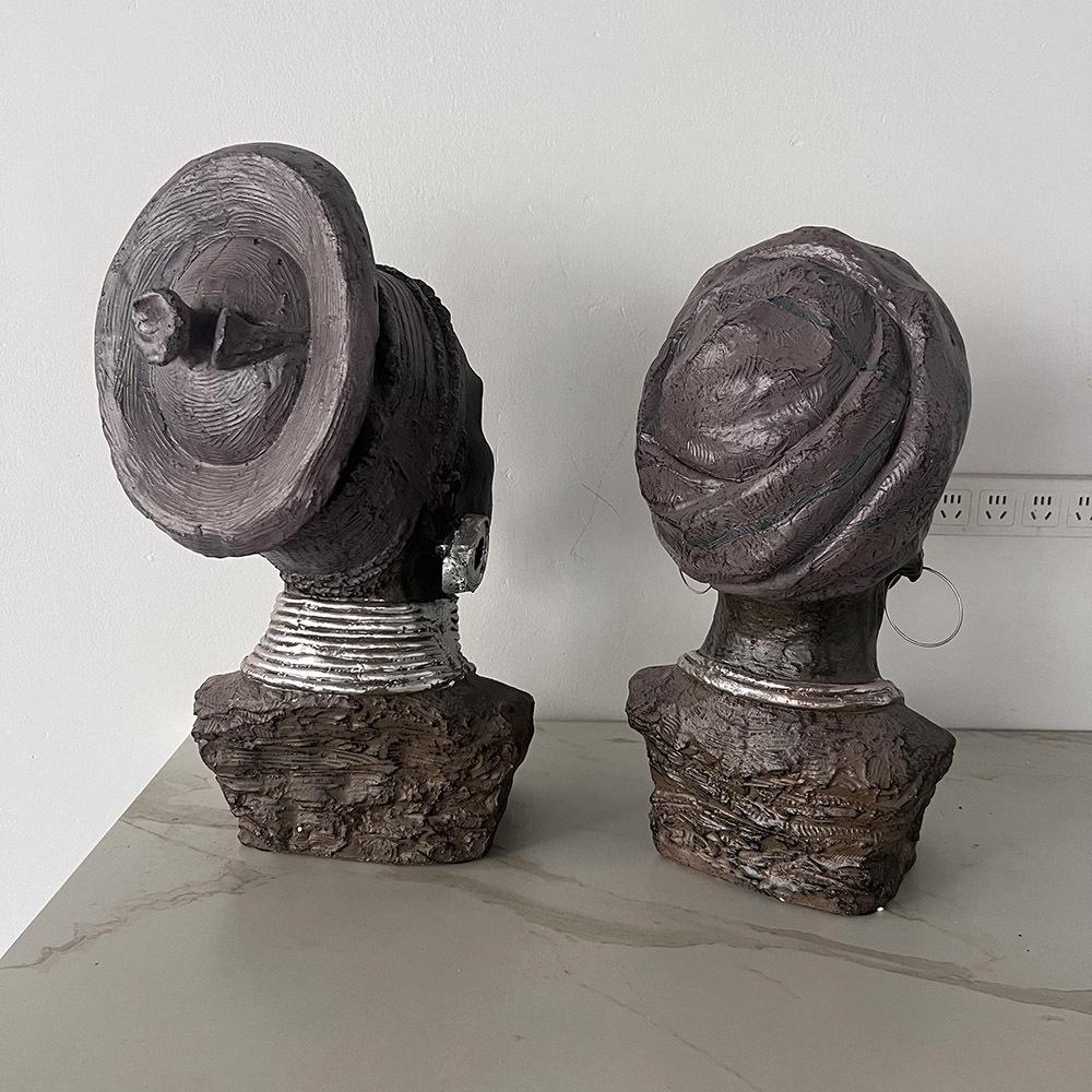 Tribal Black Figurine Resin Ornament for Home and Porch Display