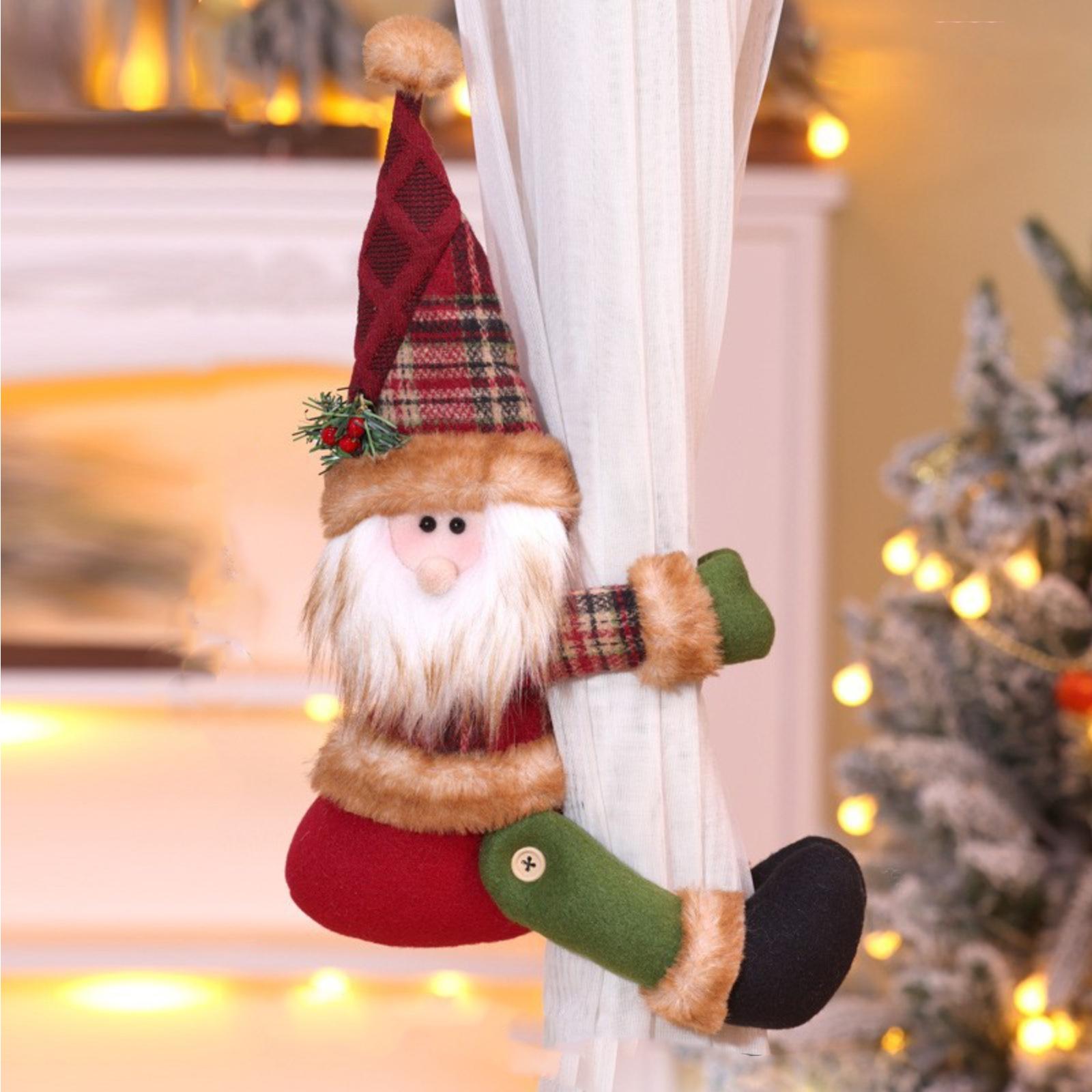 

Christmas Curtain Buckle Decoration, Christmas Creative Curtain, Elderly Person, Snowman, Cartoon Doll Buckle One Size