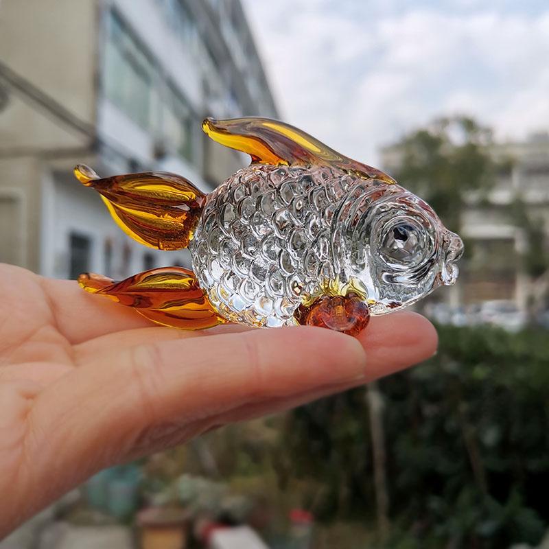 

5 цветов Ручная работа Хрустальная фигурка рыбы Стеклянное животное Пресс-папье Украшения для дома Керамические изделия Подарок на день рождения Рождество 8cm оранжевый