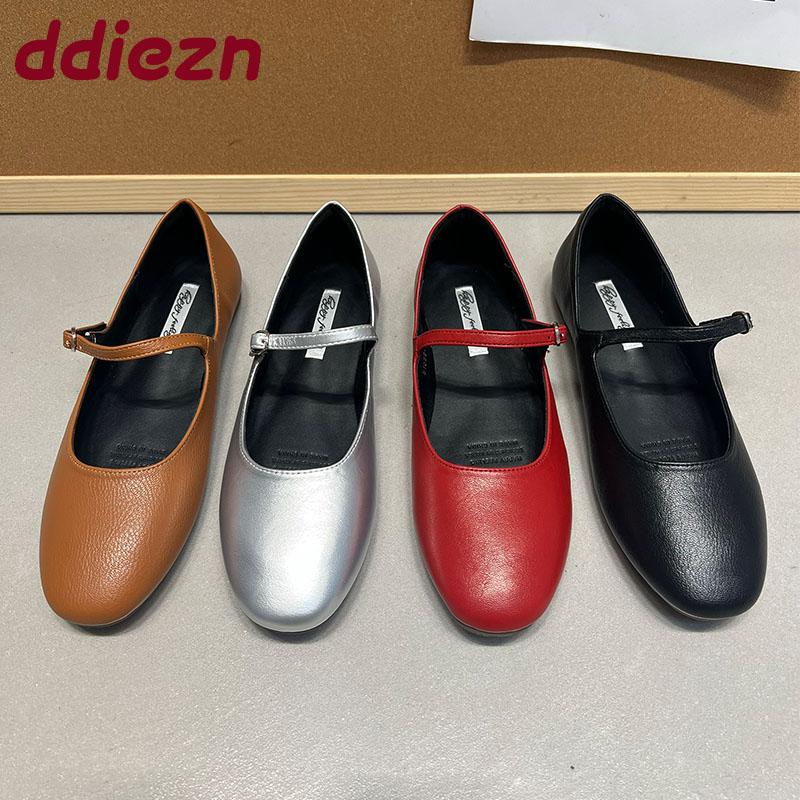 Fashion Fashion Buckle Strap Mary Janes Flats Shoes For Ladies 2025 New Female Round Toe Footwear Shallow Women Ballet Flats Shoes