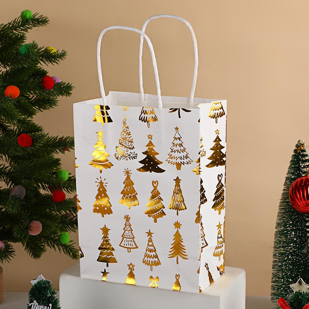 StoBag metallic foil christmas gift wrapping bags for sweets luxury reusable holiday tree snowflake reindeer bell party favors