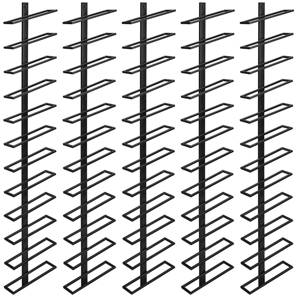 5 Pack Wall Mounted Metal Storage Rack for 60 Wine Bottles Wine Storage Organizer Wine Bottle Display Holder for Wine Cellar