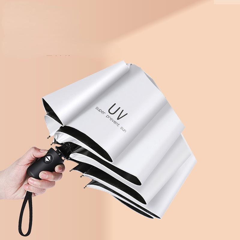 Women\Man Fashion  Automatic Black GlueSunscreen Anti-UV Sun Umbrella Three Fold Dual-use Rain Umbrella Outdoor Leisure Entertainment Folding Umbrella