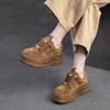 Fashion GKTINOO 5.5cm Cow Suede Genuine Leather Spring Fashion Ankle Boots Chunky Sneakers Women Autumn Vulcanize Platform Wedge Shoes