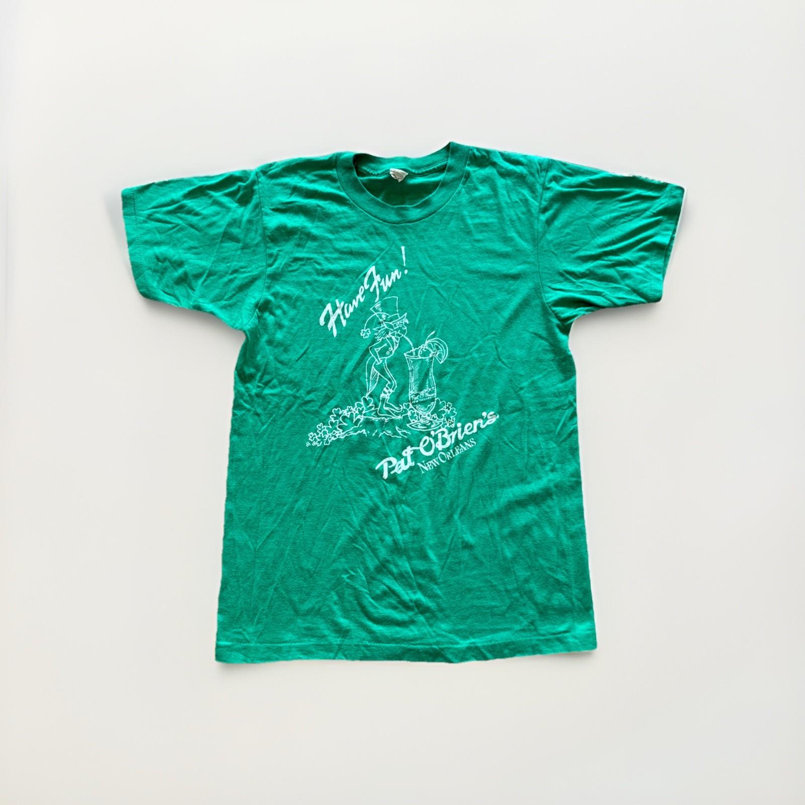 Pat O Brien s Shirt Mens S Green New Orleans Vintage 90s 80s St. Patricks Irish L