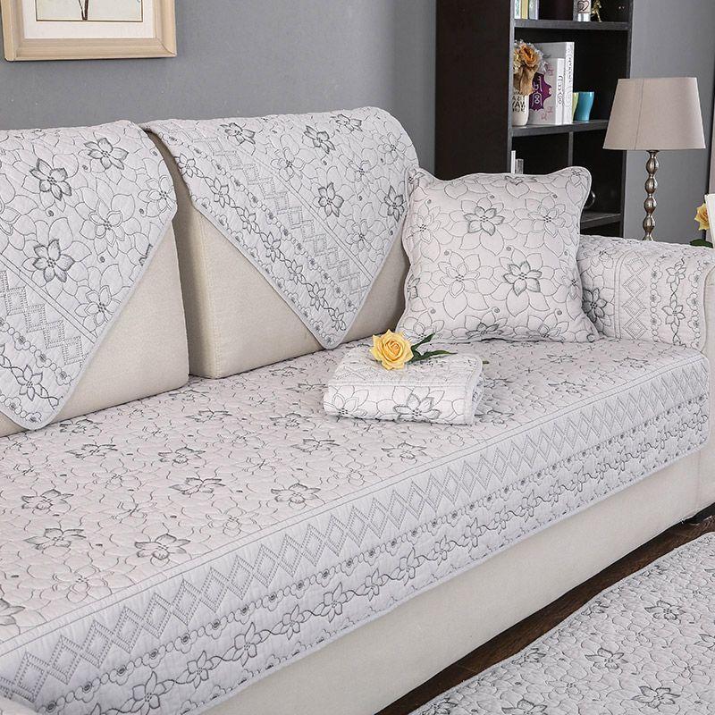 

Подушка для дивана Ткань из чистого хлопка Хлопок Круглый год Нейтральная Нескользящая Подушка Скандинавский Простой Накидка на спинку дивана Чехол для дивана Light gray epiphyllum 70*150cm