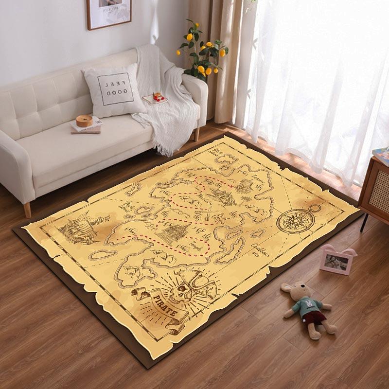 

Vintage Pirate Map Print Carpet with Compass Pattern for Home Decor Suitable for use as an anti-slip for living room bedroom sofas 40x60cm( 15x23in )