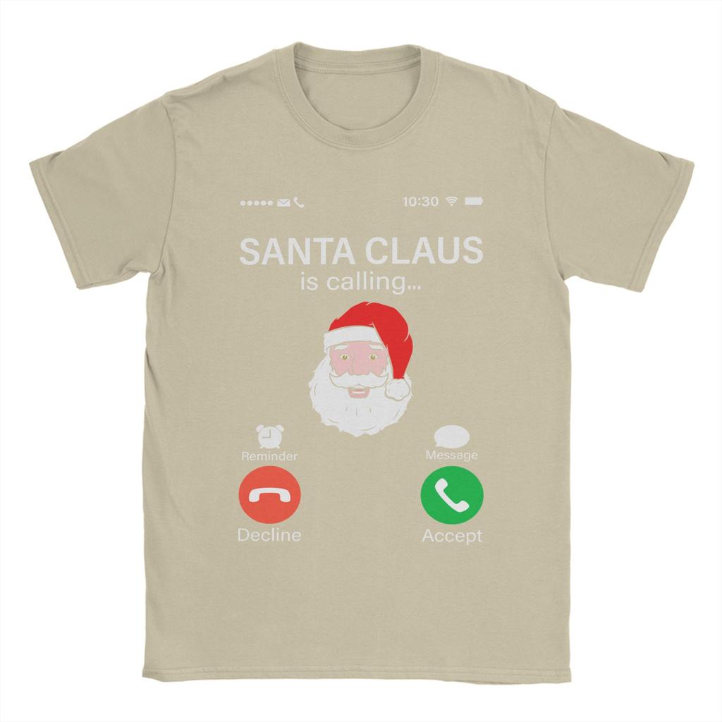 Oversized T Shirt Santa Is Calling Merry Funny Holiday Phone Alert T Shirts for Men's Summer Y2K Casual Short Sleeve Clothes