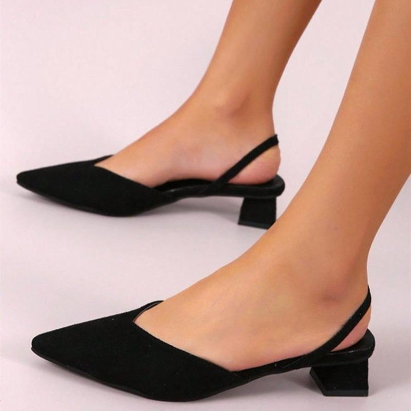 Sandales à Talon Bloc Mode Automne Nouvelle Collection Bout Pointu Tige Basse Antidérapantes Résistantes à l'Usure Chaussures à Talon Kitten