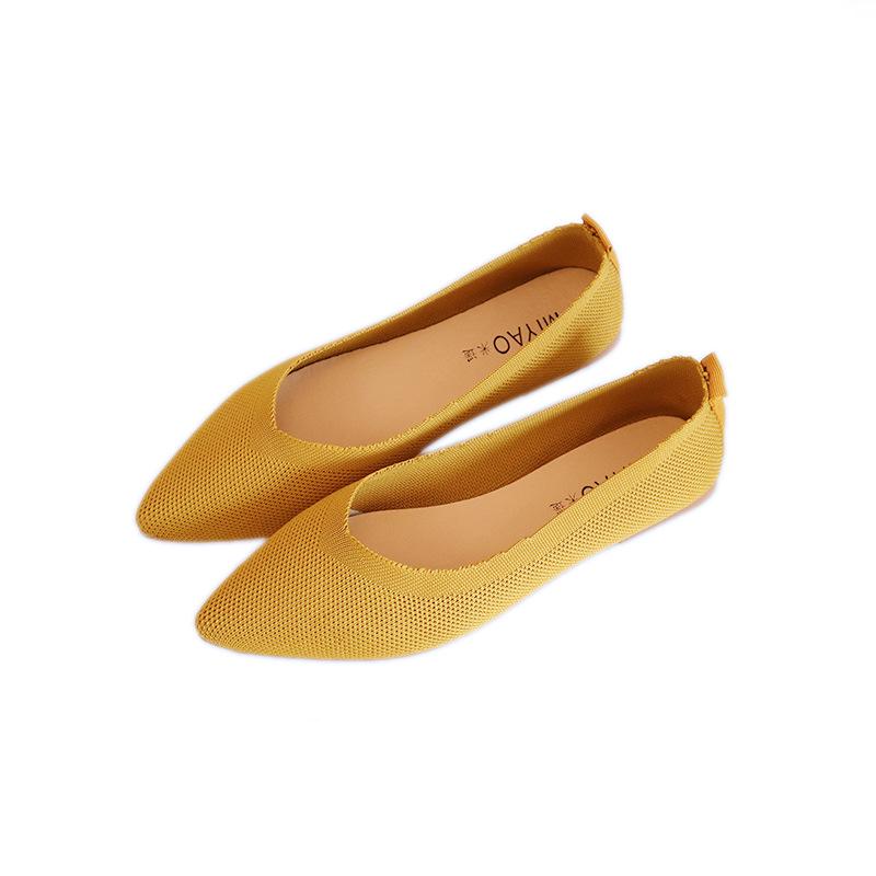 Women's Knitted Flyknit Pointed Toe Flats - Soft Sole Loafers for Spring & Autumn
