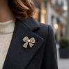 Women Decorative Pin Brooch Pin, 3D Bow Design with Imitation Pearl, Long-lasting Strong Buckle Badge for Coats Shirts Bags Accessories