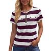 Women's Fashion Color Matching Short Sleeve Round Neck Zipper Top