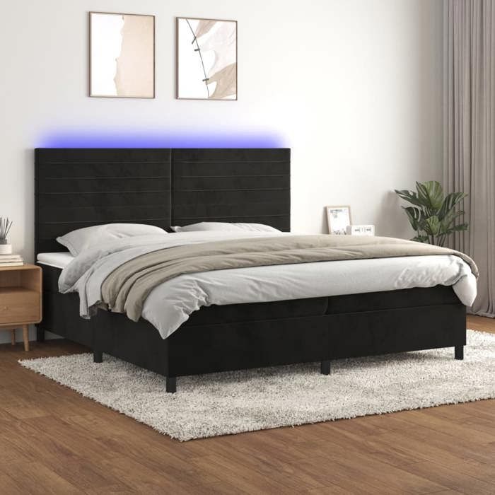 VidaXL Sommier à Lattes de Lit avec Matelas LED, Lit Rembourré, Lit Double, Lit Adulte de Chambre à Coucher Intérieur, 3136205