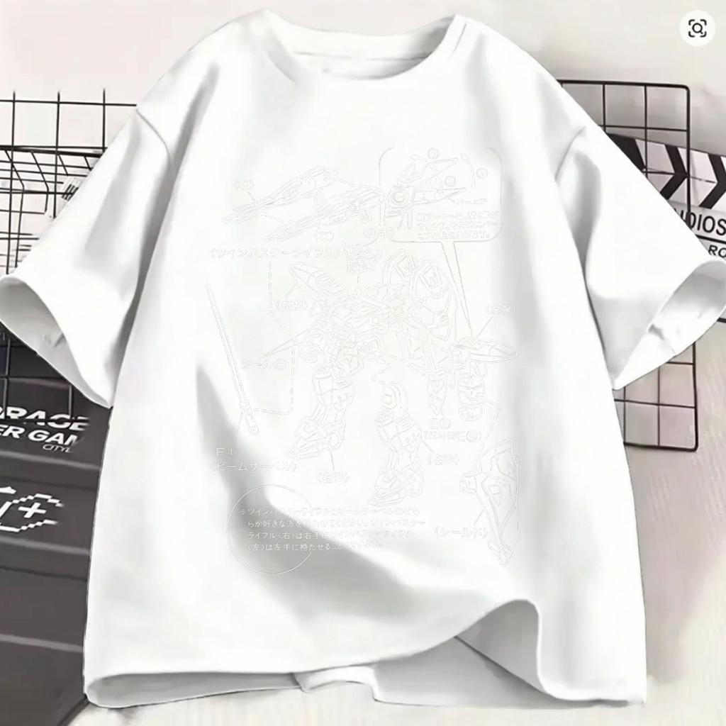 Gundam 100 Cotton TShirt For Couple Summer Vintage TShirts O Neck Hippie Tee Shirt Plus Size Print Tops