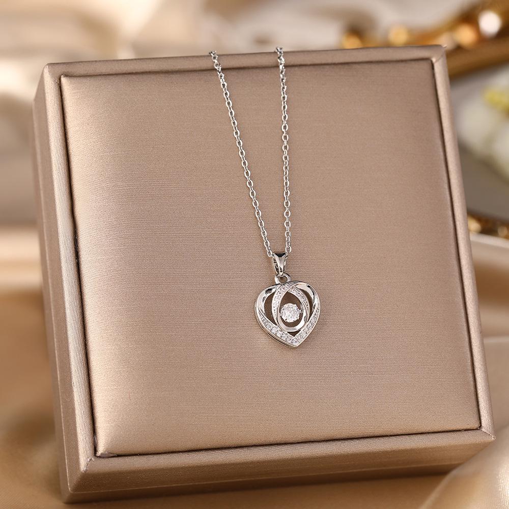 Women's Silver Titanium Steel Necklace with Micro-Inlaid Zircon - Elegant, Durable Clavicle Chain Jewelry