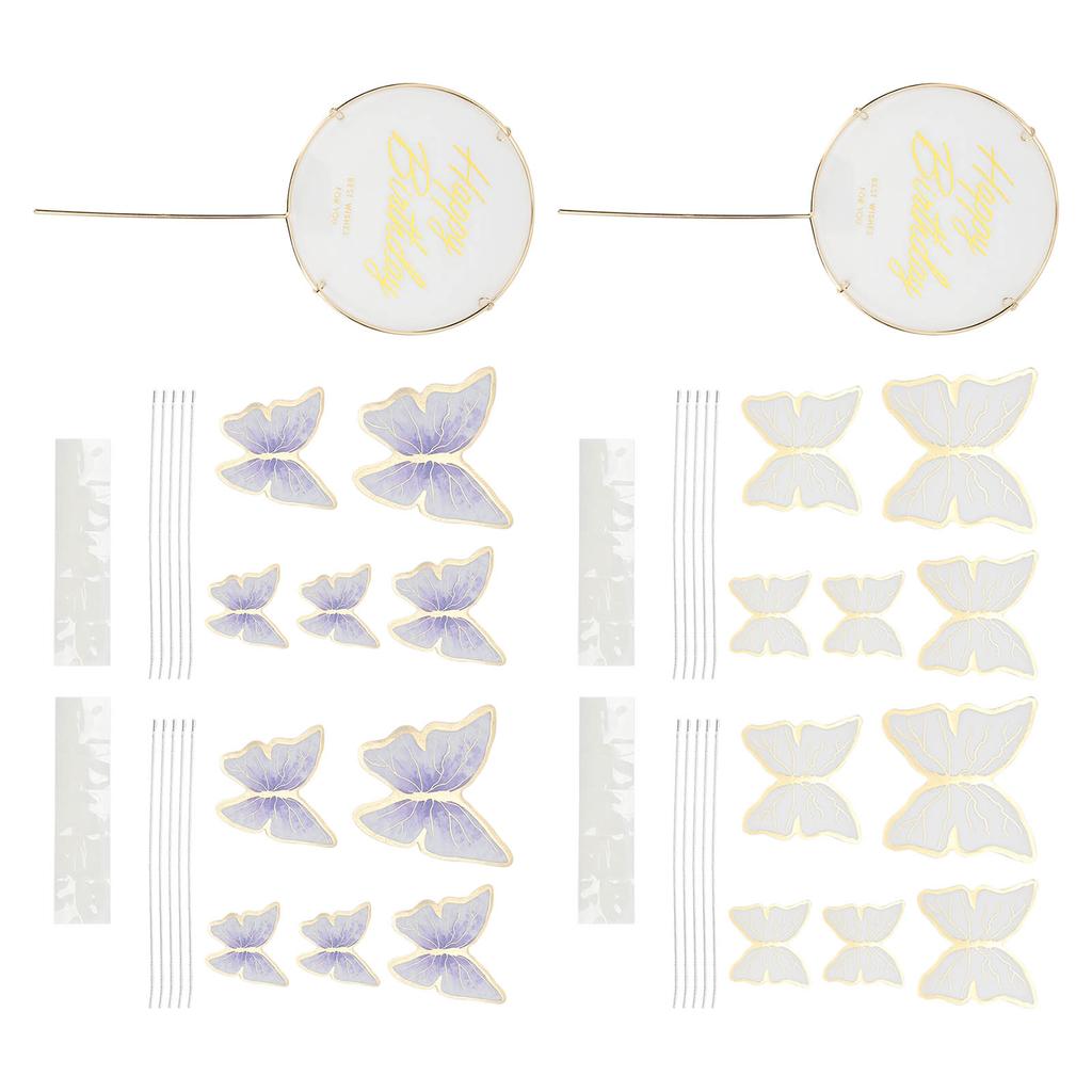 3 Sets Cake Insert 3D Color Cake Insert Card Cupcake Topper Birthday Wedding Par