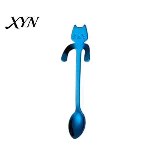 Coffee Cup Stirrer 304 Stainless Steel Spoon, Hanging Cat Spoon for Mugs Tall Cups, Long Short Handle Tea Stirring Ideal Desserts & Ice Cream