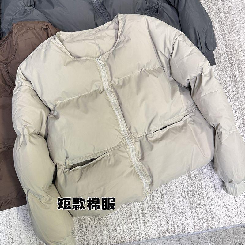Short round neck thickened cotton-padded jacket for women's winter 2025 new versatile loose and thin bread jacket