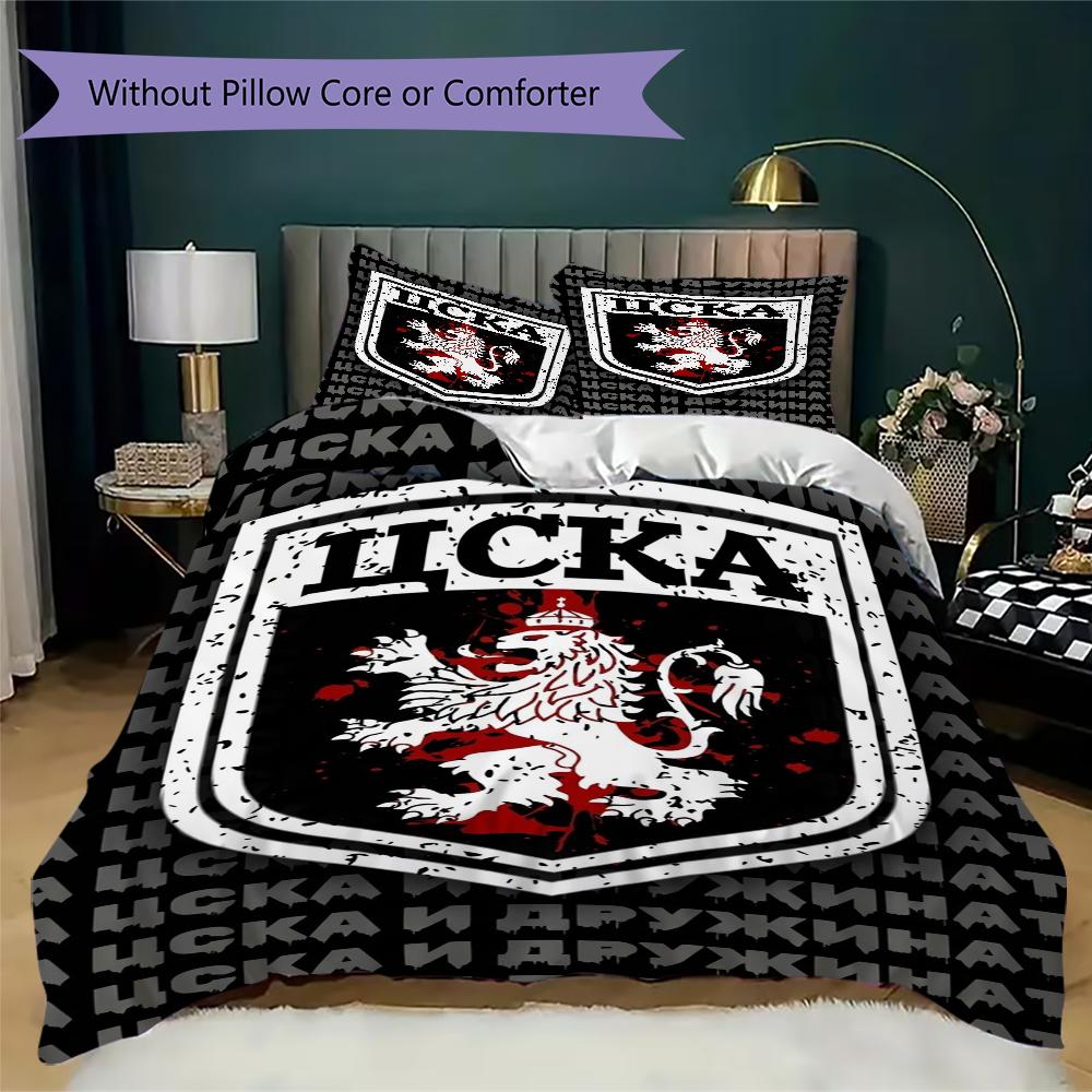 PFC CSKA Sofia Pattern Bedding uilt Set uilt Cover Pillowcase Home Decoration Birthday Gift (1 * duvet cover + 2 * pillowcase without core)