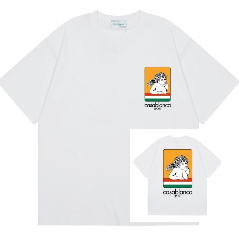 Grenzüberschreitend auf Lager exklusiv Casablanca Doppelgaze reine Baumwolle Unisex T-Shirt Hip-Hop lässig Kurzarm locker Rundhals