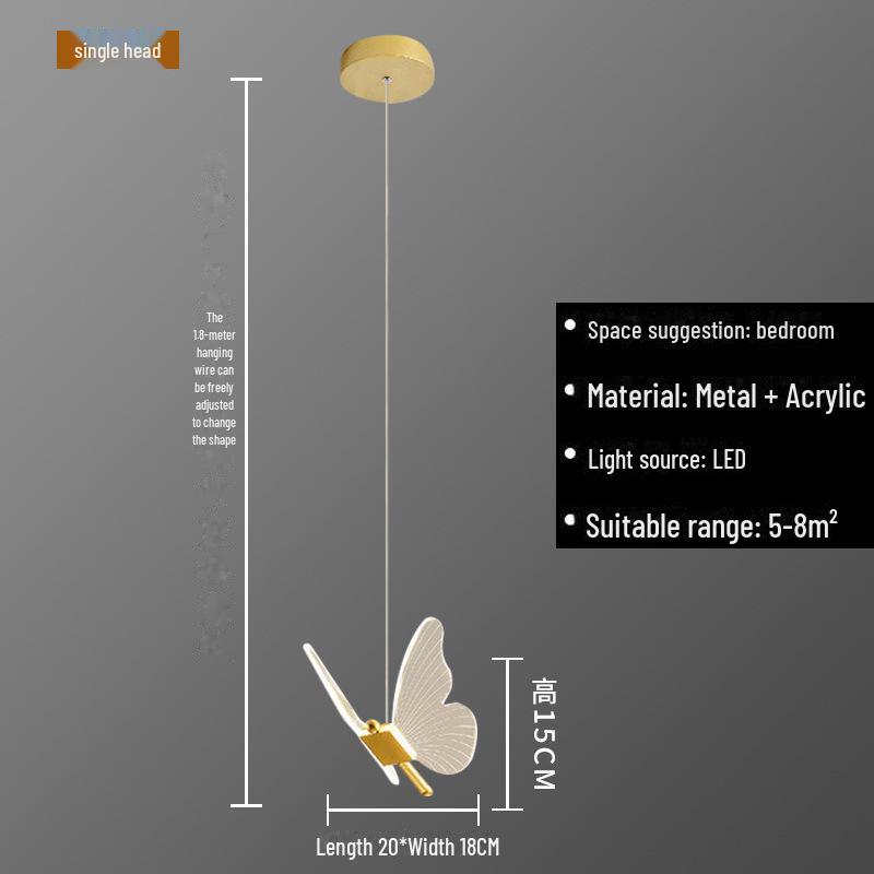 

Современная светодиодная люстра-бабочка - роскошный прикроватный или барный светильник Neutral Light
