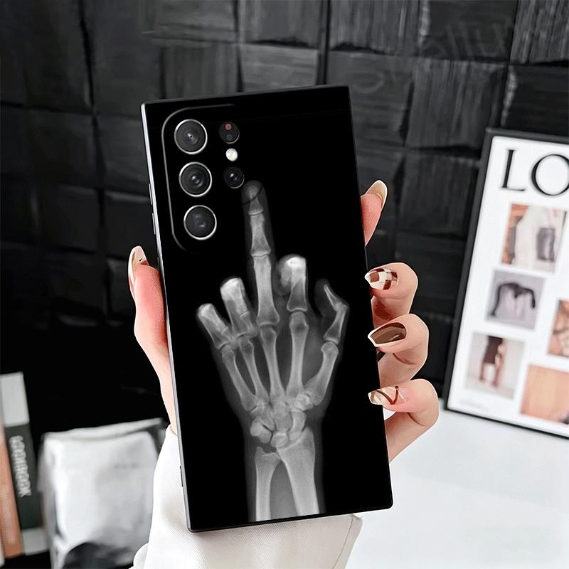 Funny X-Ray Hand Bones Soft Phone Case for Samsung Galaxy S26 S25 Edge S24 Ultra S23 Plus S22 S21 FE S20 Black Cover Back Shell
