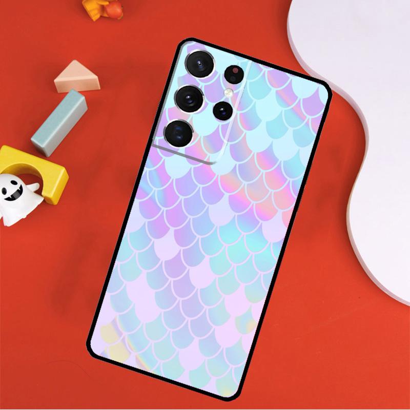 Watercolor Faux Mermaid Scales Phone Case For Samsung Galaxy S25 Ultra S24 Ultra S9 S10 S20 S21 S22 S23 Plus S24 FE Cover