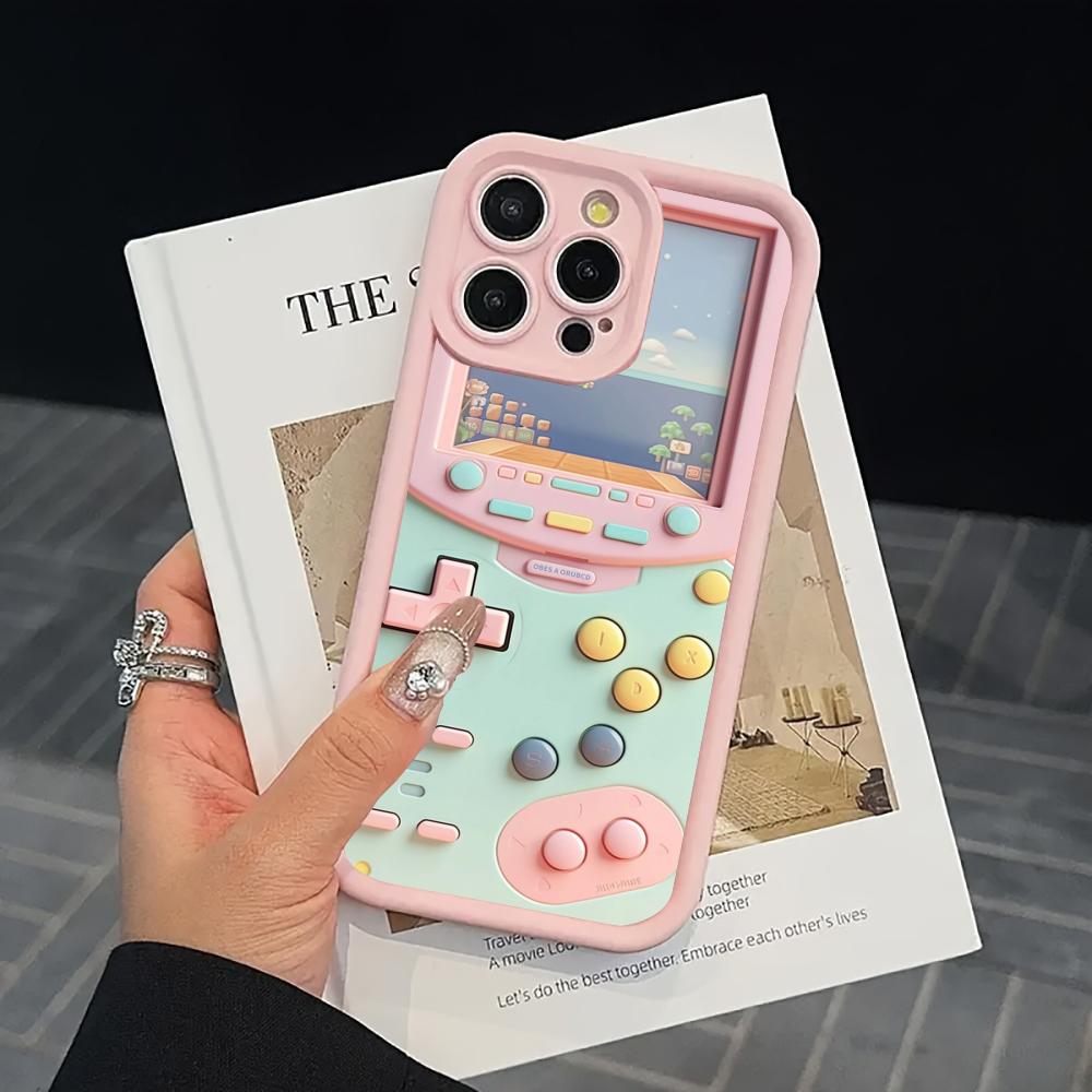 Pink Game Console 2D Pattern Phone Case Suitable for iPhone 17 16 15 14 13 12 11Pro/Max/Plus Anti Drop and Shockproof Back Cover