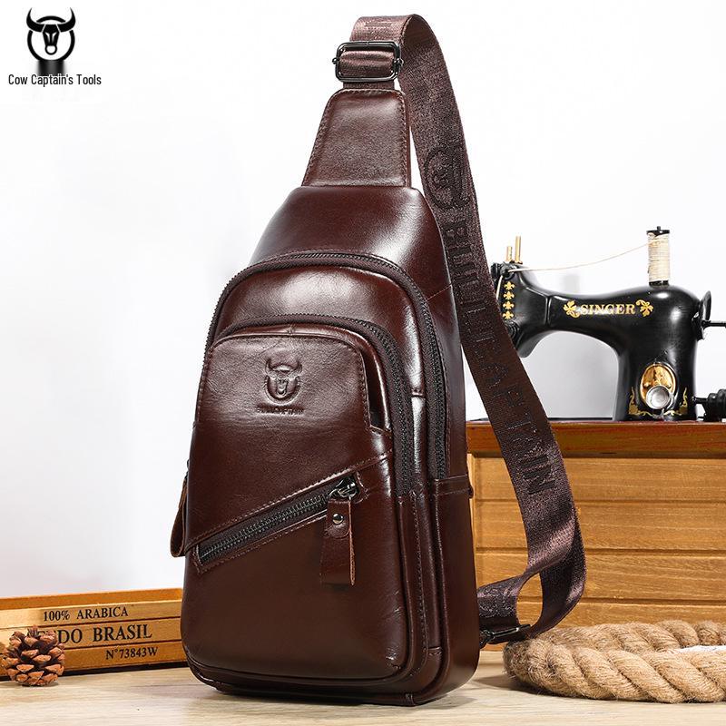 

Men s Premium Leather Crossbody Chest Bag - Large Capacity for Tablet and Phone
