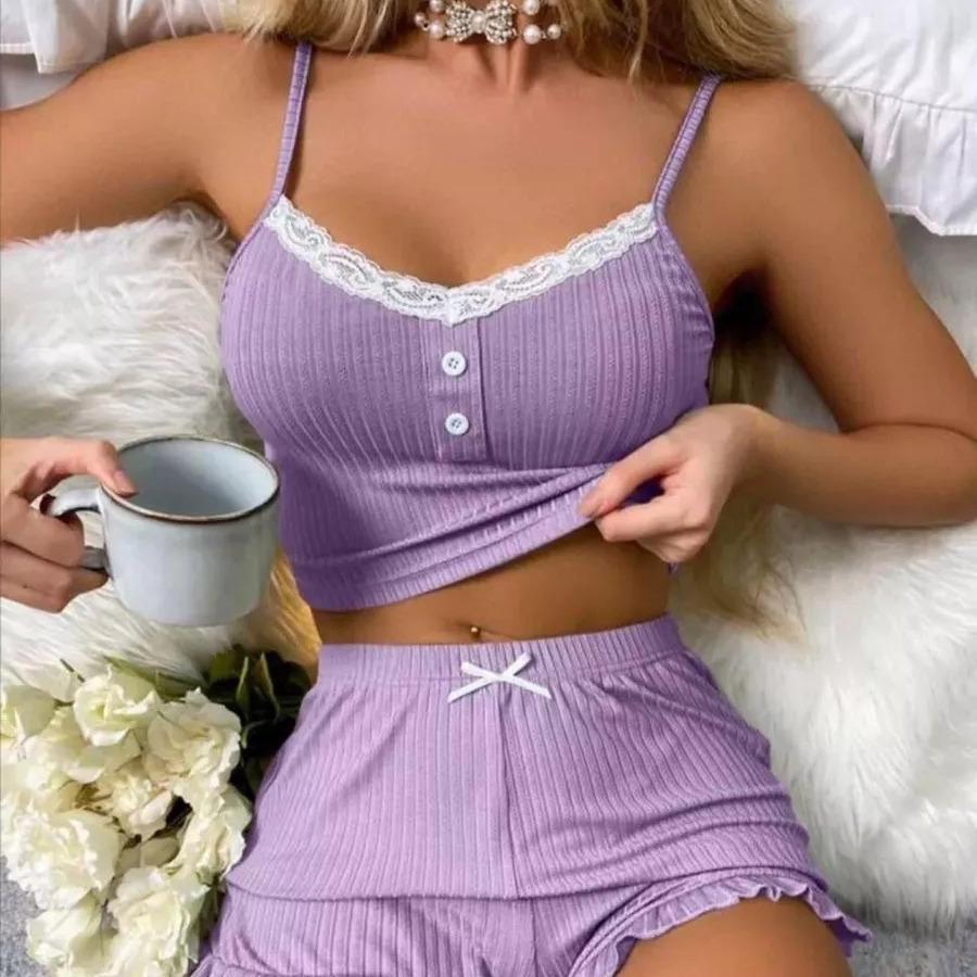 Lace Trim Camisole & Shorts: Casual Women's Pajamas - Trendy, Sexy Loungewear