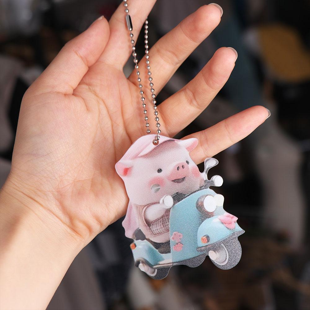 Acrylic Key Chain Pendant 2D Car Interior Pendant Bag Accessory Piglet Key Chain  Home Decoration