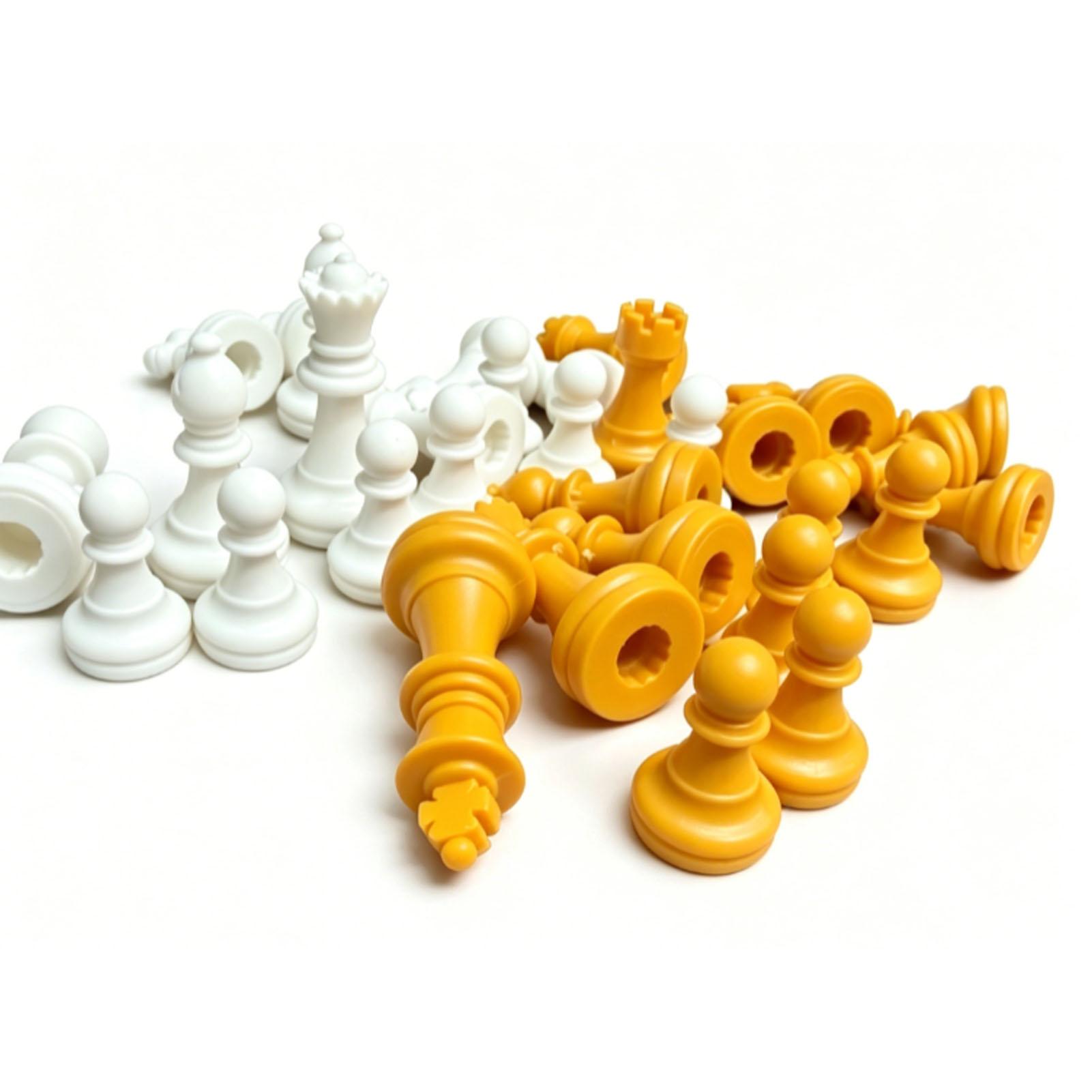 32 PIÈCES ÉCHIQUIER SEULEMENT Set de pièces d'échecs Jaune Blanc 85g Éducatif Ludique pour la Maison   Voyage